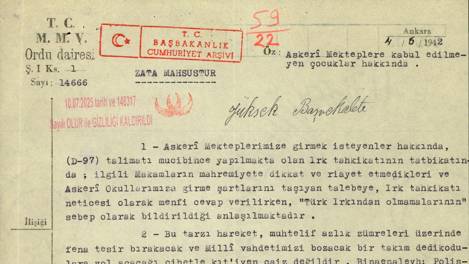 “Irkları yüzünden askeri mekteplere alınmadıklarını azınlıklara söylemeyin”