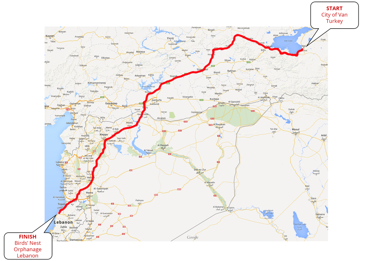 Melkonian ve kızının takip edeceği güzergah.
