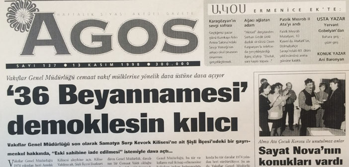 Agos'un arşivinden: Demokles'in kılıcı ’36 beyannamesi’