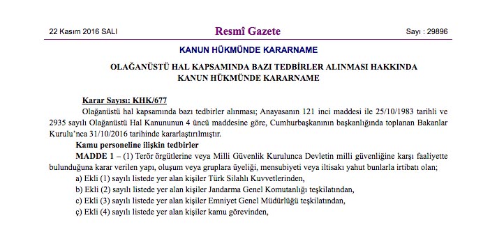 İki Yeni OHAL KHK'sı: 15 bin 726 kişi meslekten ihraç edildi