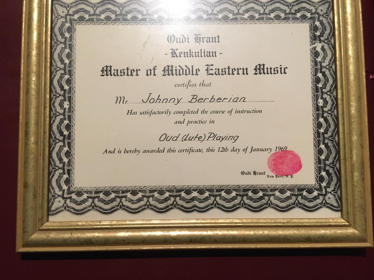Udi Hrant'ın Berberian'a verdiği diploma