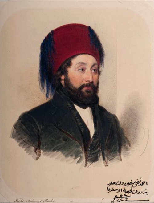 Viyanalı ressam Moritz Michael Daffinger (1790 - 1849) tarafından yapılmış guaj Ahmed Fethi Paşa tablosu (1836)